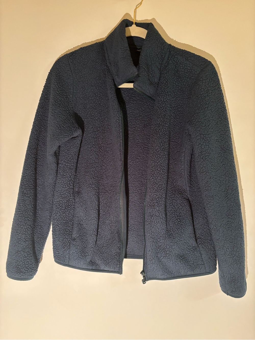 Uniqlo Women's Dark Navy Teddy Fleece Zip Jacket